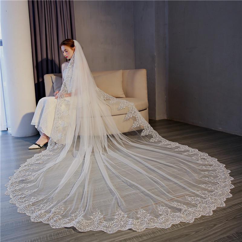 Exquisite 3-Meter Lace Veil for Wedding Dress - European & American Bridal Train Photo Accessory