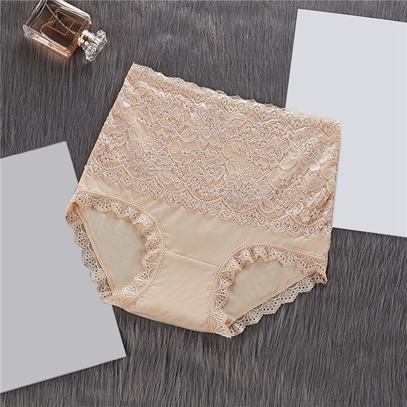 Кружевное нижнее белье больших размеров, женские трусы, женские однотонные трусы, мягкое хлопковое повседневное нижнее белье, трусики с высокой талией
