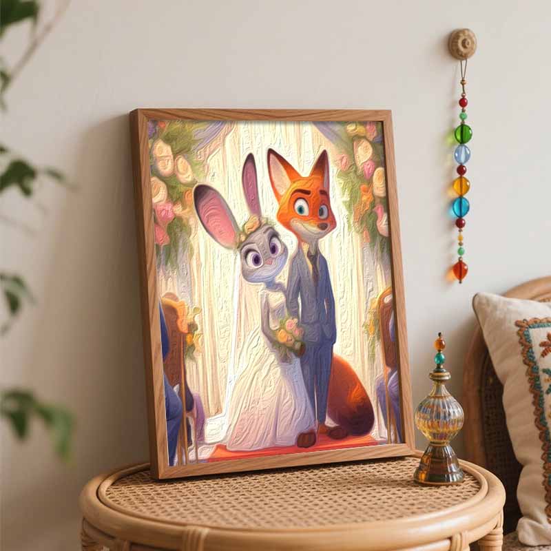 Disney Wedding Zootopia Oil Painting Kit Home Bedroom Wall Decor Handmade Gift Art Crafts Diy Paint By Numbers Romantic Cartoon