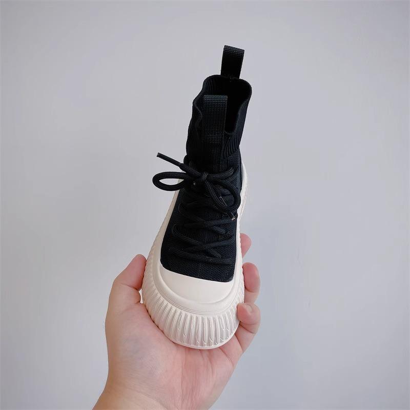 Новые осенние детские ботинки, обувь для девочек, вязаные иностранные носки, ботинки, удобные нескользящие одинарные ботинки для мальчиков,