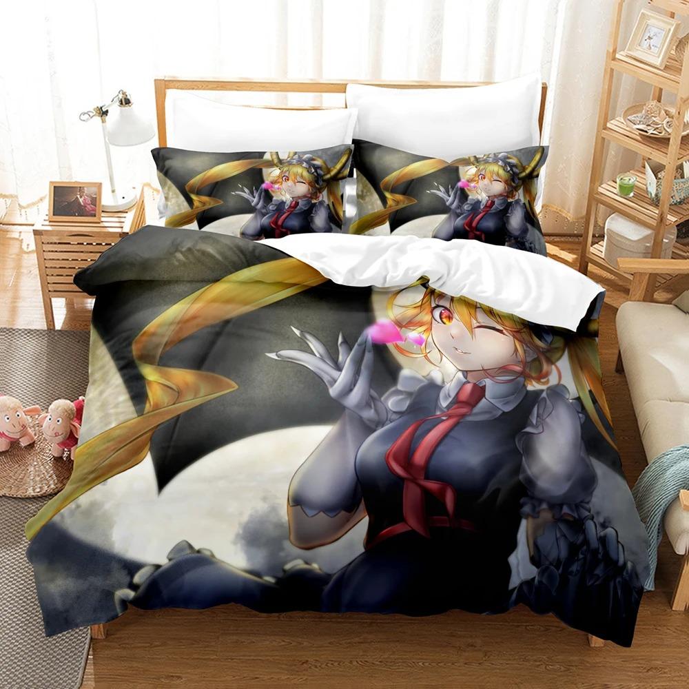 Anime The maid dragon of Kobayashi-san Bedding Set Boys Girls Twin Queen Size Duvet Cover Pillowcase Bed Kids Adult Home Textile