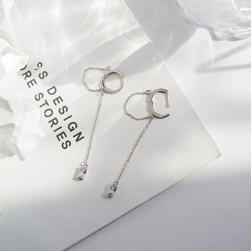 Серьги-кольца женские длинные модные темпераментные дневные крутые красивые в стиле панк хип-хоп с одинарным бриллиантом и бахромой