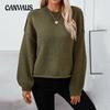 Solid Colour Pullover Women's Plus Size Sweater Autumn and Winter Loose Round Neck Reverse Lantern Sleeve Sweater
