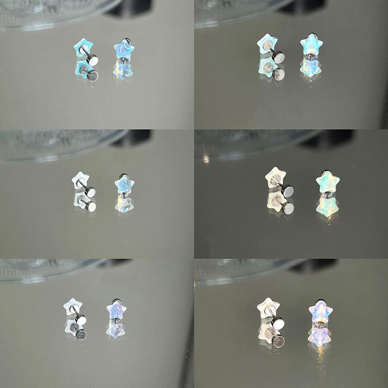 Shiny Resin Pentagram Star Piercings Lip Rings Stainless Steel Ear Bone Nail Earrings For Women Cute Sweet Piercing Body Jewelry