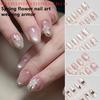 30Pcs Flower Design False Nails Wearable Fake Press on Nails Simple Artificial Cat Eye Nail Art Tips for Easy Nail Enhancements