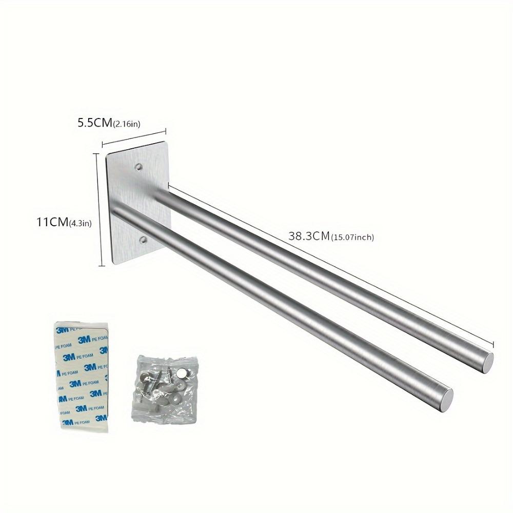 Towel Rack Hand Towel Holder No Drilling Wall Mounted Stainless Steel Space Saving Double Towel Bar for Bathroom