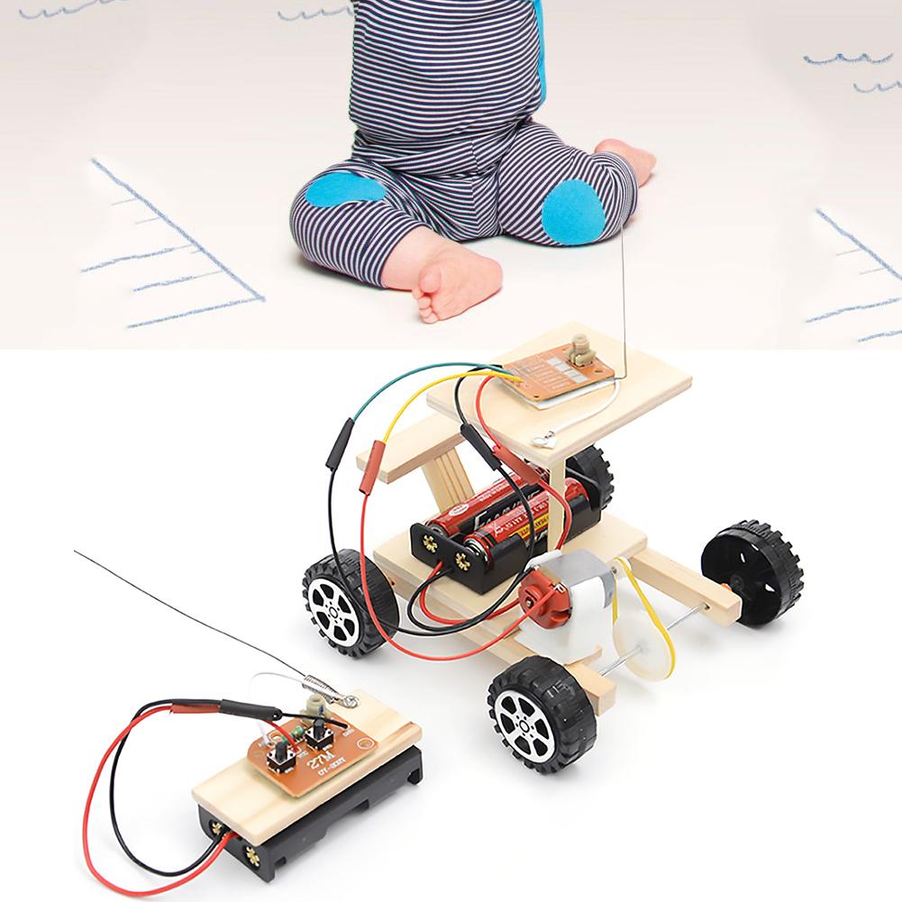 DIY Wooden RC Car Model Kit Remote Control Car Toy Set Kids Educational Toy