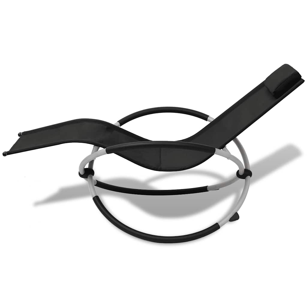 vidaXL Sonnenliege Geometrisch Outdoor Stahl Schwarz und Grau