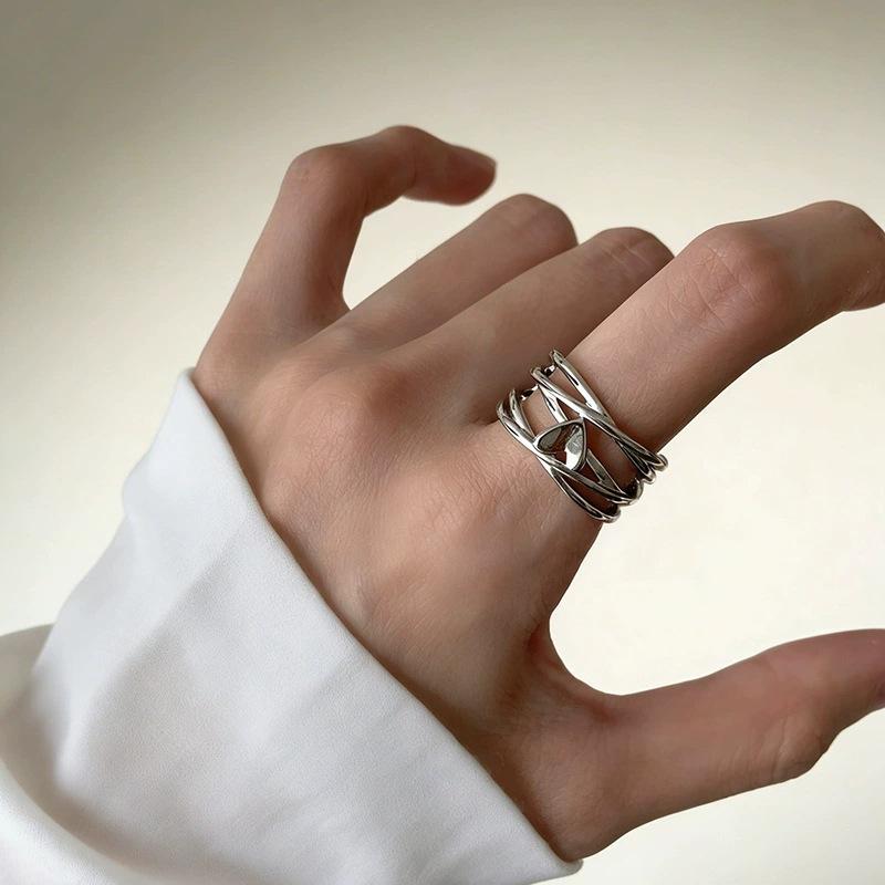 Retro Multi-layer Heart Ring for Women - Unique, Openable, Hip Hop Style, Perfect for Index Finger