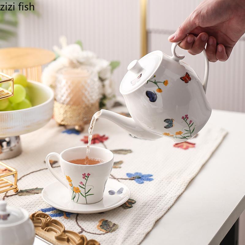 Керамические Кофейные Чашки и Тарелки Кружка для Послеобеденного Чая Чайник Цветочный Чайник Бутылка для Воды Стакан для Воды Сахарница Молочник Кофейники