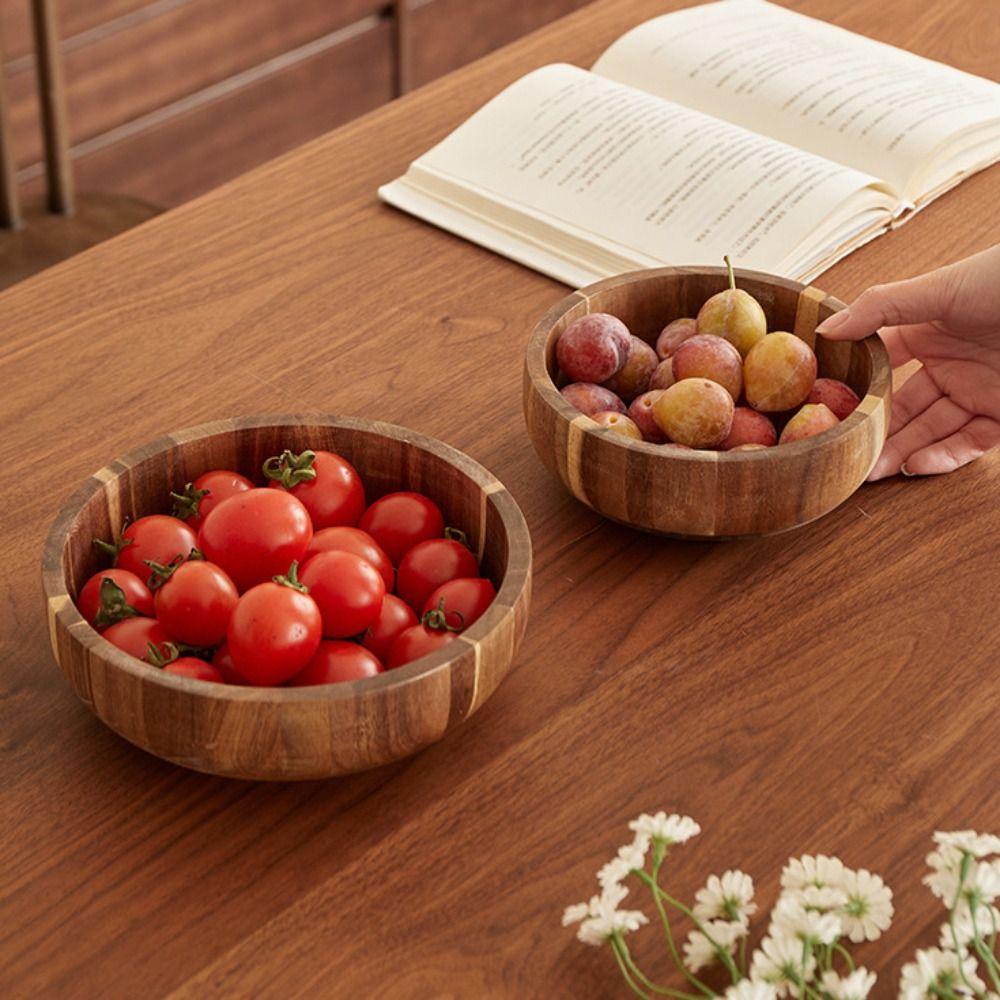Rustic Style Salad Bowl Vintage Fruit Serving Bowl High-end Acacia Wooden Bowl Yogurt