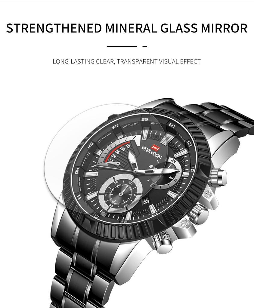 VAVA VOOM Лучший бренд класса люкс Мужские кварцевые часы Дата Календарь Деловые наручные часы Мужские военные повседневные светящиеся спортивные часы Мужские Relogio Masculino