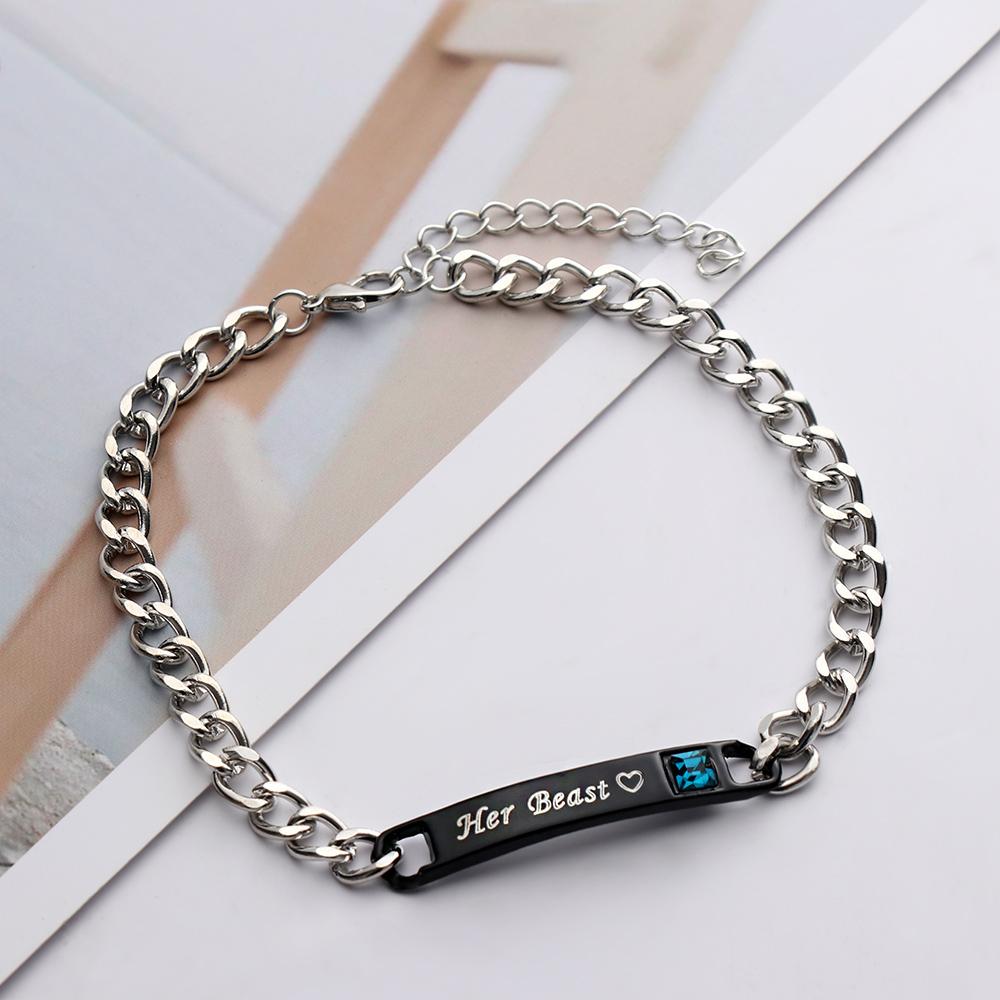 Fashion Men and Women Love Bangle Couple Bracelets Her King Stainless Steel His Queen