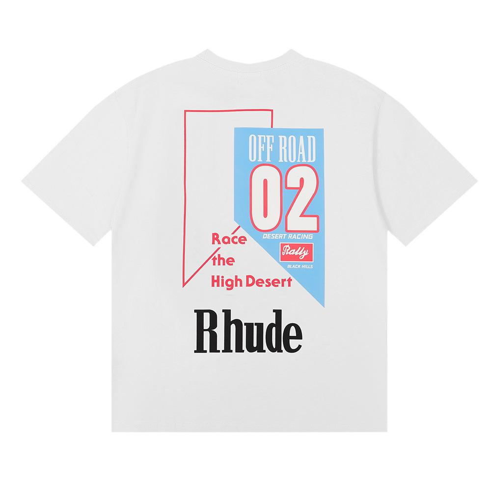 23SS трансграничный европейский и американский модный бренд RHUDE микро-логотип принт с буквами на спортивной ткани футболка с коротким рукавом мужская и женская хай-стрит