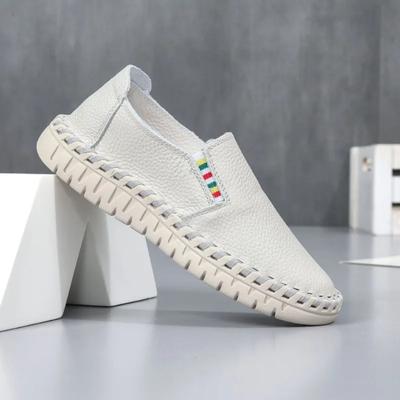 Модные женские туфли из коровьей кожи, маленькие белые туфли, летний новый продукт, повседневные туфли лефу на плоской подошве, дышащие, с мягкой подошвой, мягкий верх, туфли-бобы, женские