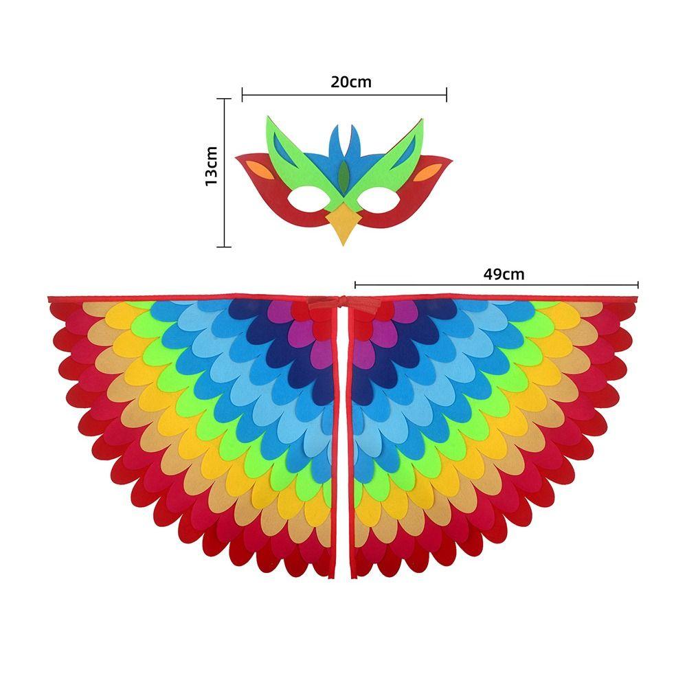 Peacock Owl Animal Bird Wings+Mask Suit Stage Performance Felt Winged Cloak Halloween Felt Cape