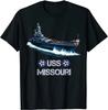 Футболка с изображением американского линкора времен Второй мировой войны USS Missouri. Мужская футболка с коротким рукавом и круглым вырезом из высококачественного хлопка Новая S-3XL - Мужская летняя...