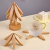 Creative Walnut Colored Tree Design Stand Wooden Trivets Decorative Anti Scald Heat Resistant Table Mat Coaster Wood Placemats P