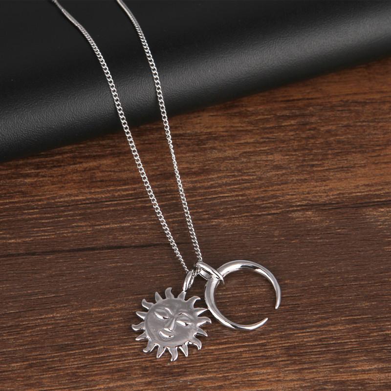 Винтажное серебряное ожерелье с подвеской в виде солнца и луны, идол, личность, темперамент, женское, ко Дню святого Валентина, подарок для девушки