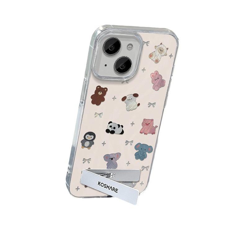 Подходит для Apple 15 Чехол для мобильного телефона Летний Iphone14promax Милая мультяшная подставка с животными 13 перьев пряжи 12 больших отверстий