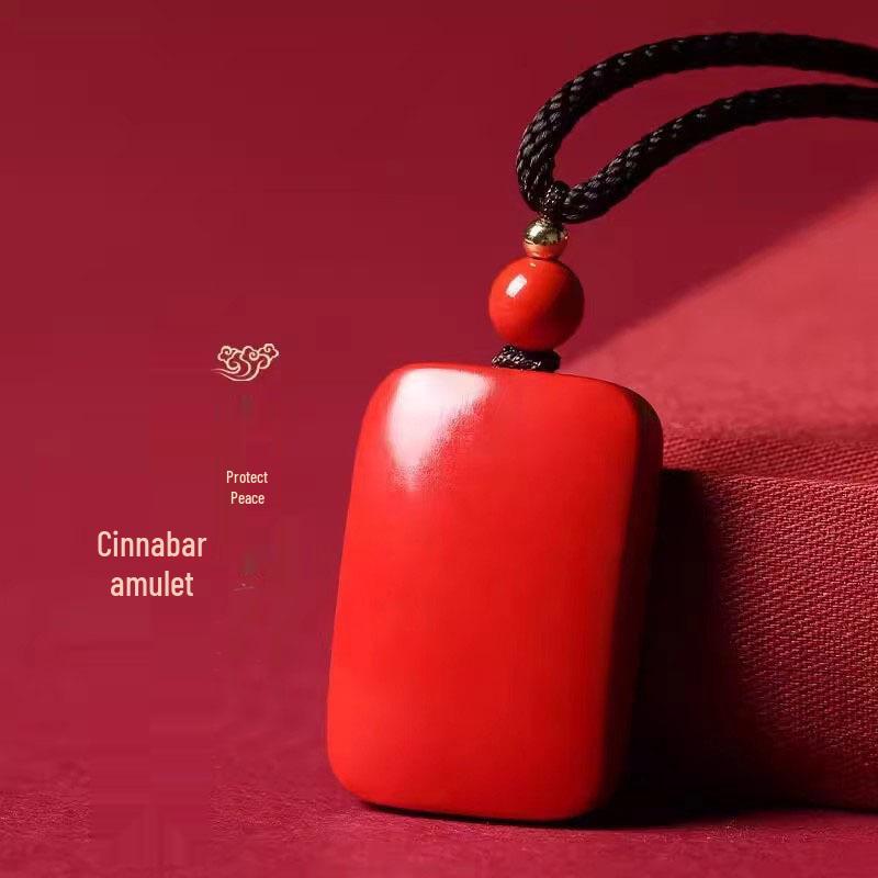 Подвеска из натуральной киновари 'Без забот': Мир и Безопасность Фиолетово-Золотой Песочный Кулон для Мужчин и Женщин