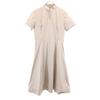 Short Sleeve Stand Collar Flare Knee-length Dress 42 Beige Women Used