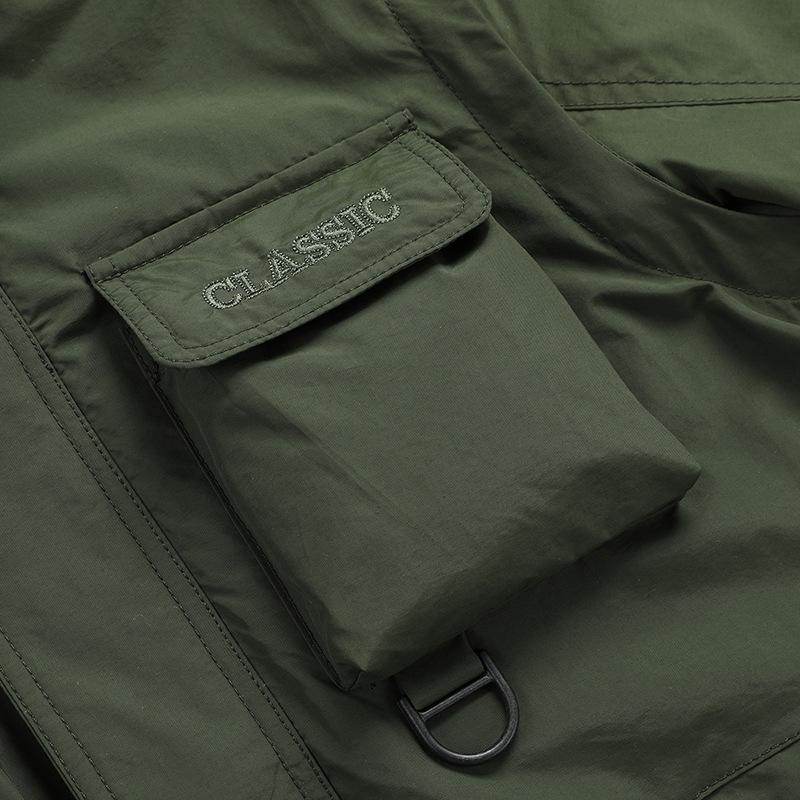 Мужская ветрозащитная парка со съемными рукавами - Весенне-осенняя куртка свободного кроя с несколькими карманами, рабочая одежда, доступны большие размеры
