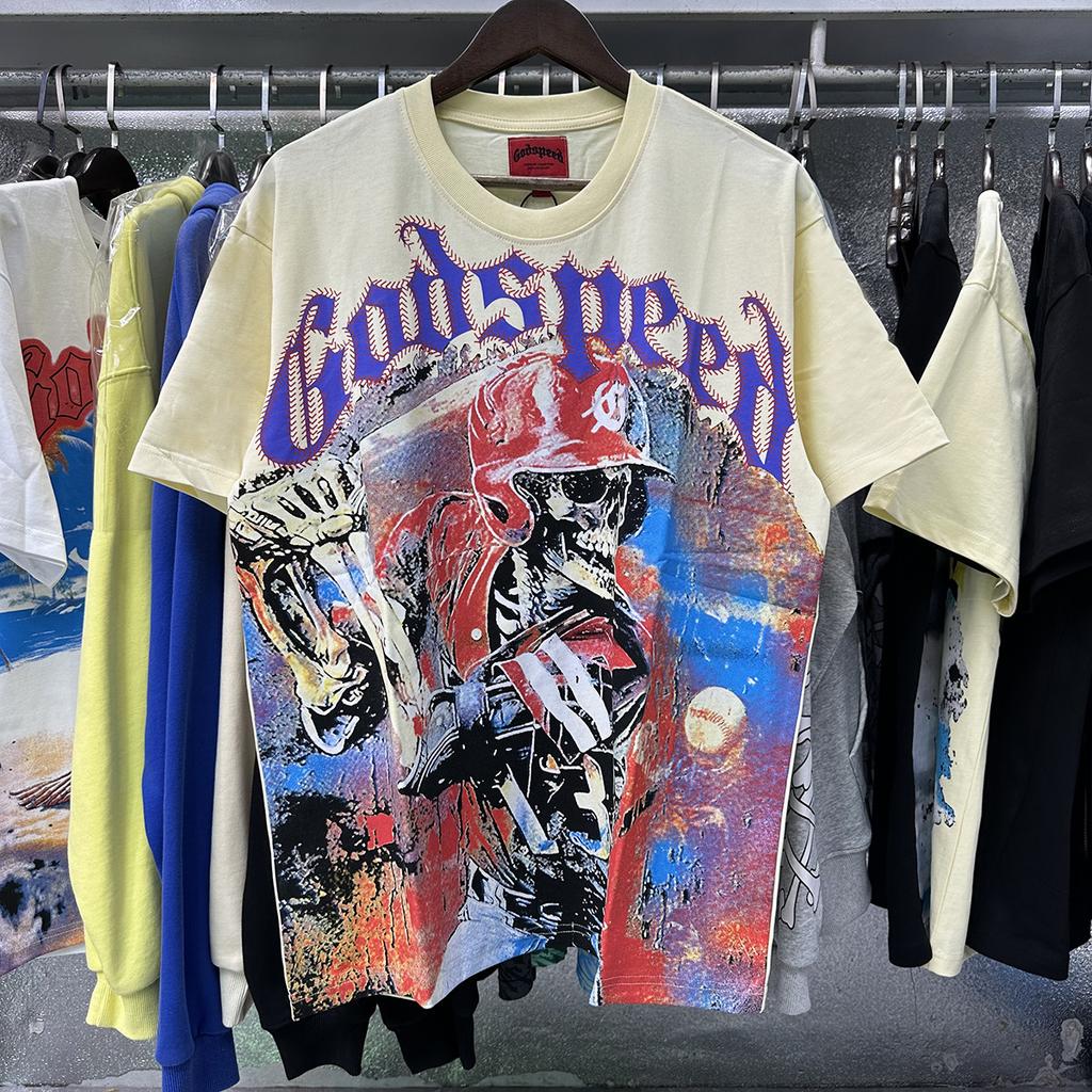 Godspeed American High Street Loose Teen Couple Crew Neck Pullover Casual Commuter ins Short Sleeves