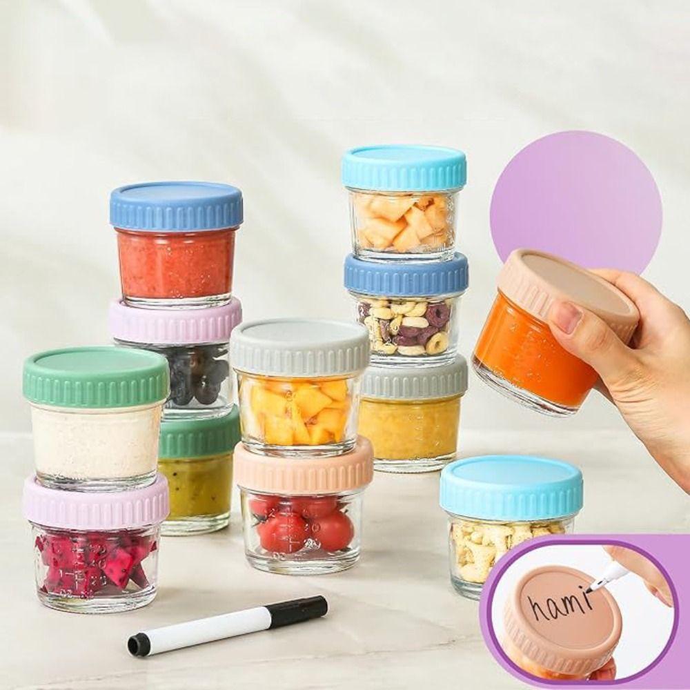 6pcs with Scale Dipping Sauce Cup Reusable Salad Dressing Container Mason Jar Baby Food Jar Honey