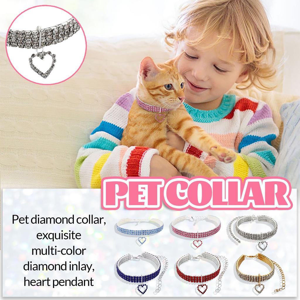 Трехрядное эластичное ожерелье со стразами для домашних животных, цепочка с подвеской в виде кошки, ошейник для собак, товары для животных, аксессуары для маленьких собак