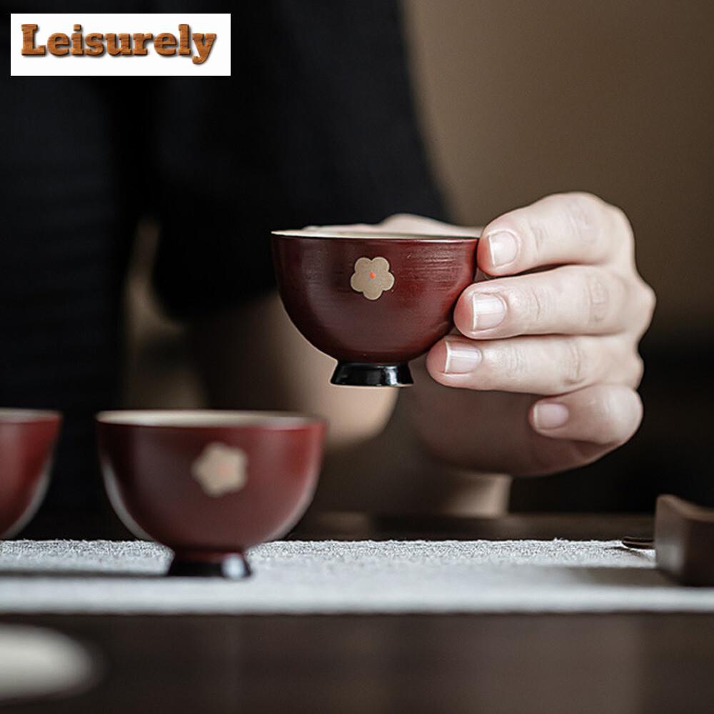 2 шт./набор ретро порошок Инь боярышник красная чайная чашка расписанная вручную маленькая цветочная чашка полумесяц чашка ароматизатор чайный набор 30 мл