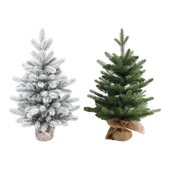 Искусственная мини-елка Маленькая рождественская сосна с мешковинной основой Настольная зеленая/заснеженная рождественская елка для настольного центрального элемента