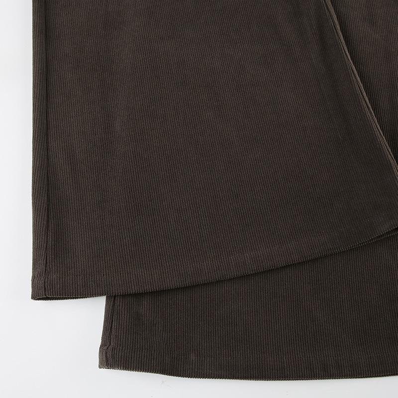 Женские ретро вельветовые базовые микро брюки осень и зима новые повседневные однотонные свободные прямые широкие брюки