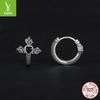 Halloween Vintage Cross Ear Buckles, Ornament Black Zircon S925 Sterling Silver Earrings