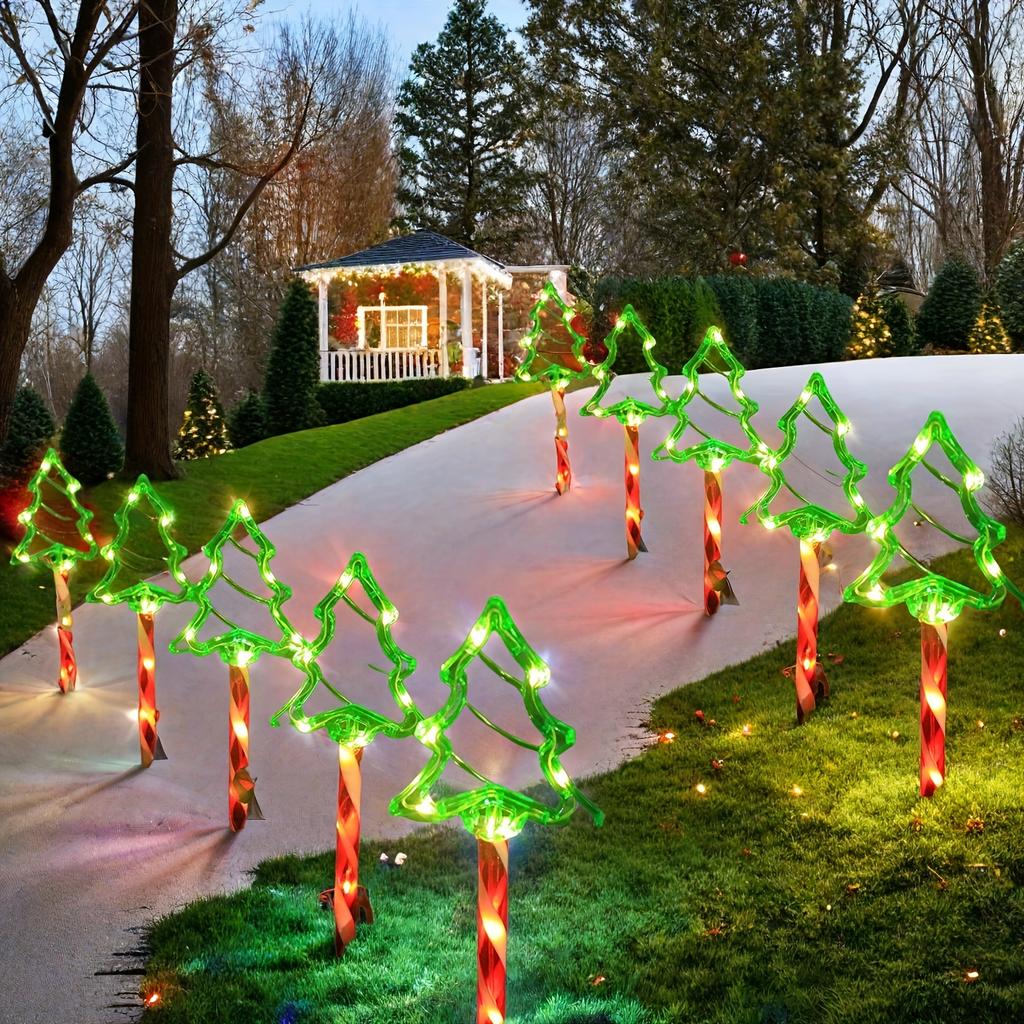 Рождественская елка, газон, напольные светильники, рождественская атмосфера, подключаемый садовый, газонный, дворовый, тротуарный декор, рождественские уличные украшения, подарки