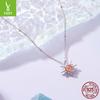 Personality S925 Sterling Silver Sun Necklace Men'S And Women'S Rays Sun Stone Lucky Necklace Clavicle Chain