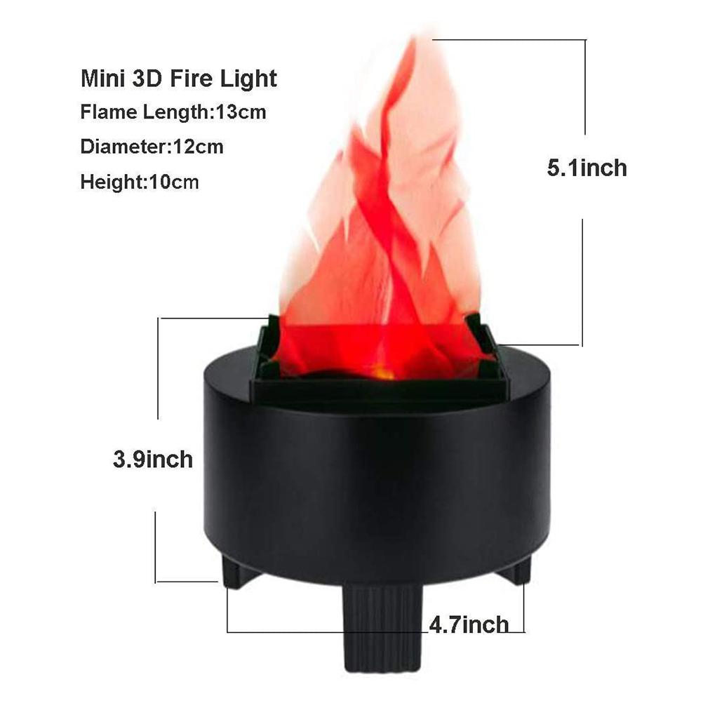 Мини 3D лампа-пламя Черная Портативный USB LED ночник Реалистичный эффект огня Декор для дома Спальни Кемпинга