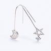 925 Sterling Silver Earrings Star Moon Korean Style Hook Ear Silver Accessories