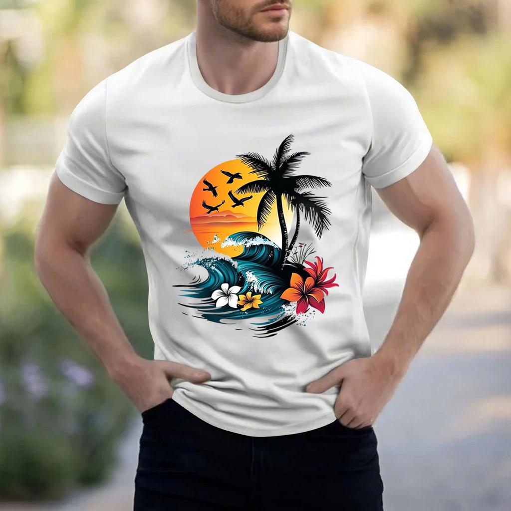 Men's Stand Collar Short Sleeve Shirt Loose Leisure Holiday Shirt Man