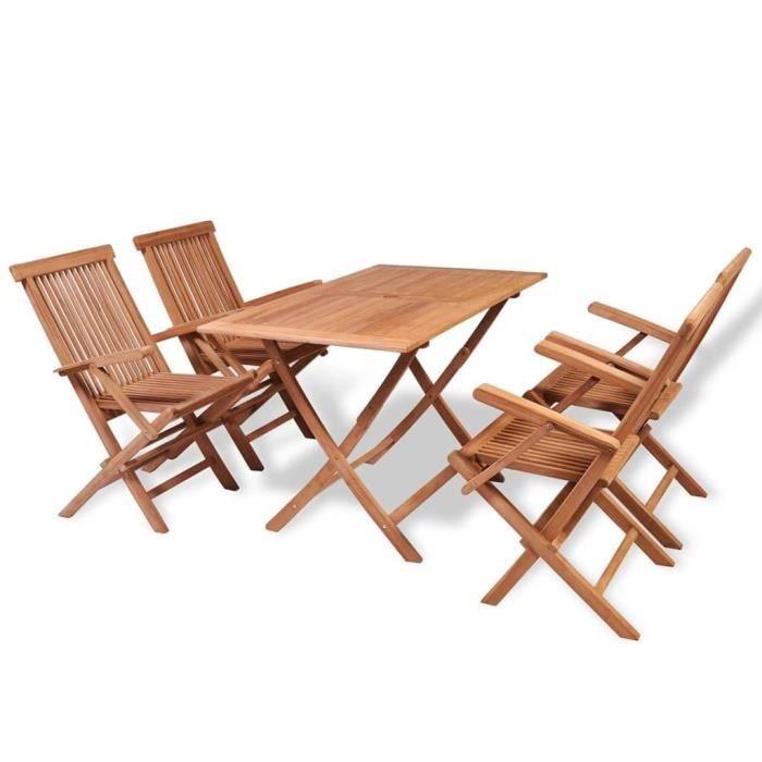 VidaXL Mobilier à dîner de jardin 5 pcs Bois de teck massif