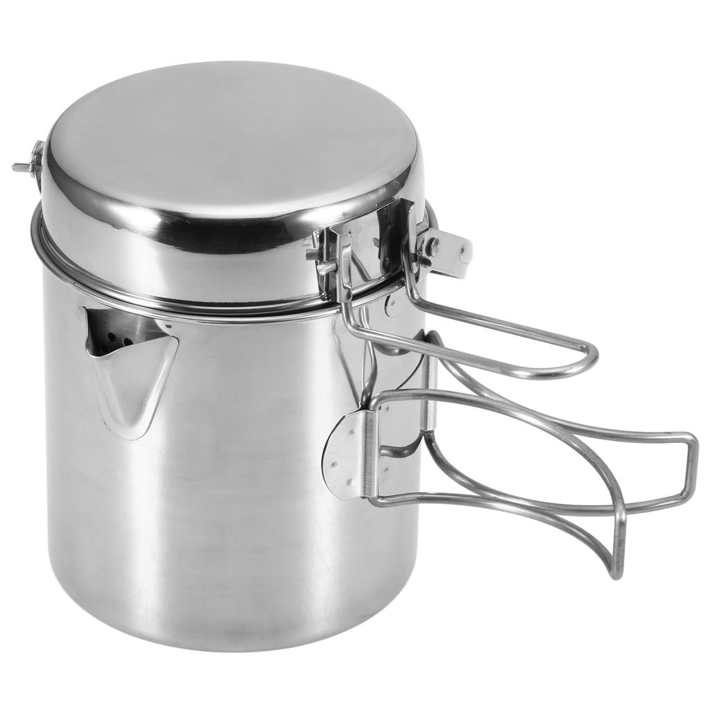 1L Stainless Steel Cooking Kettle Portable Outdoor Camping Backpacking Pot