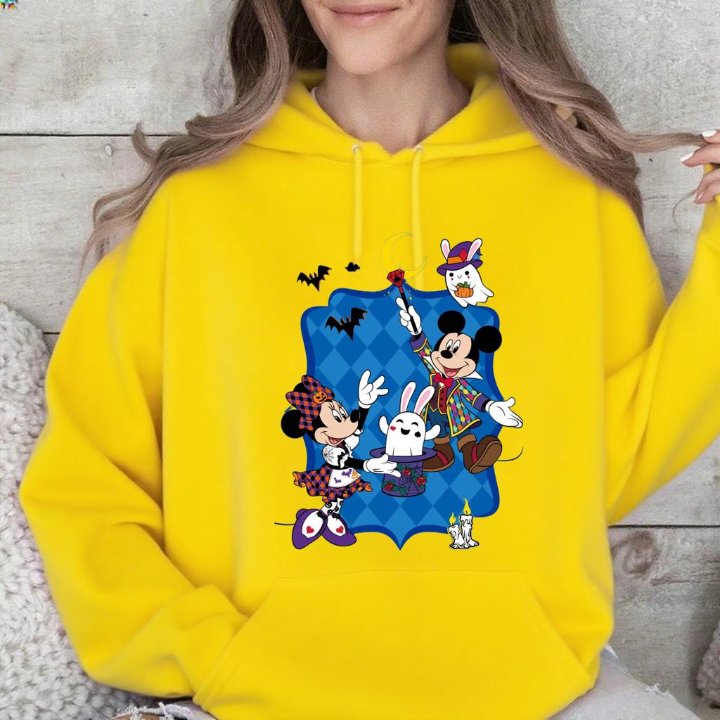 Disney Parent-child Clothing Multi-color Optional Men's and Women's Hooded Sweater Mickey Halloween Couple Clothing Holiday Gift