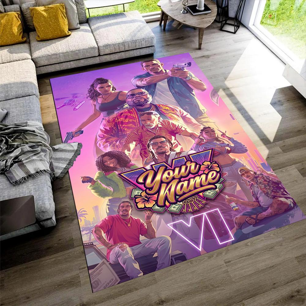 Grand Theft Auto Customizable Name Floor Rug Office Rug Perfect for Playrooms Hallway Living Rooms Decorate room Antislip Carpet Decorate Offices