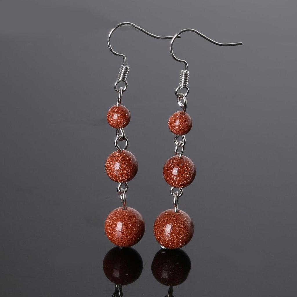 1Pair Vintage Earrings Natural Quartz Stone Beads Earing Accessories