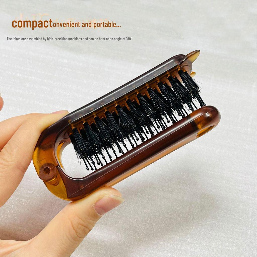 Unisex Portable Folding Pig Bristle Travel Comb: Compact & Massage-Ready
