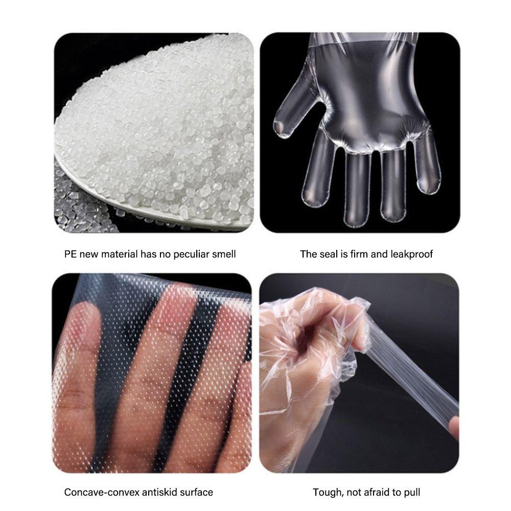 100 Pairs Thickening Individual Packing Mittens PE Work Gloves Durable Disposable Gloves