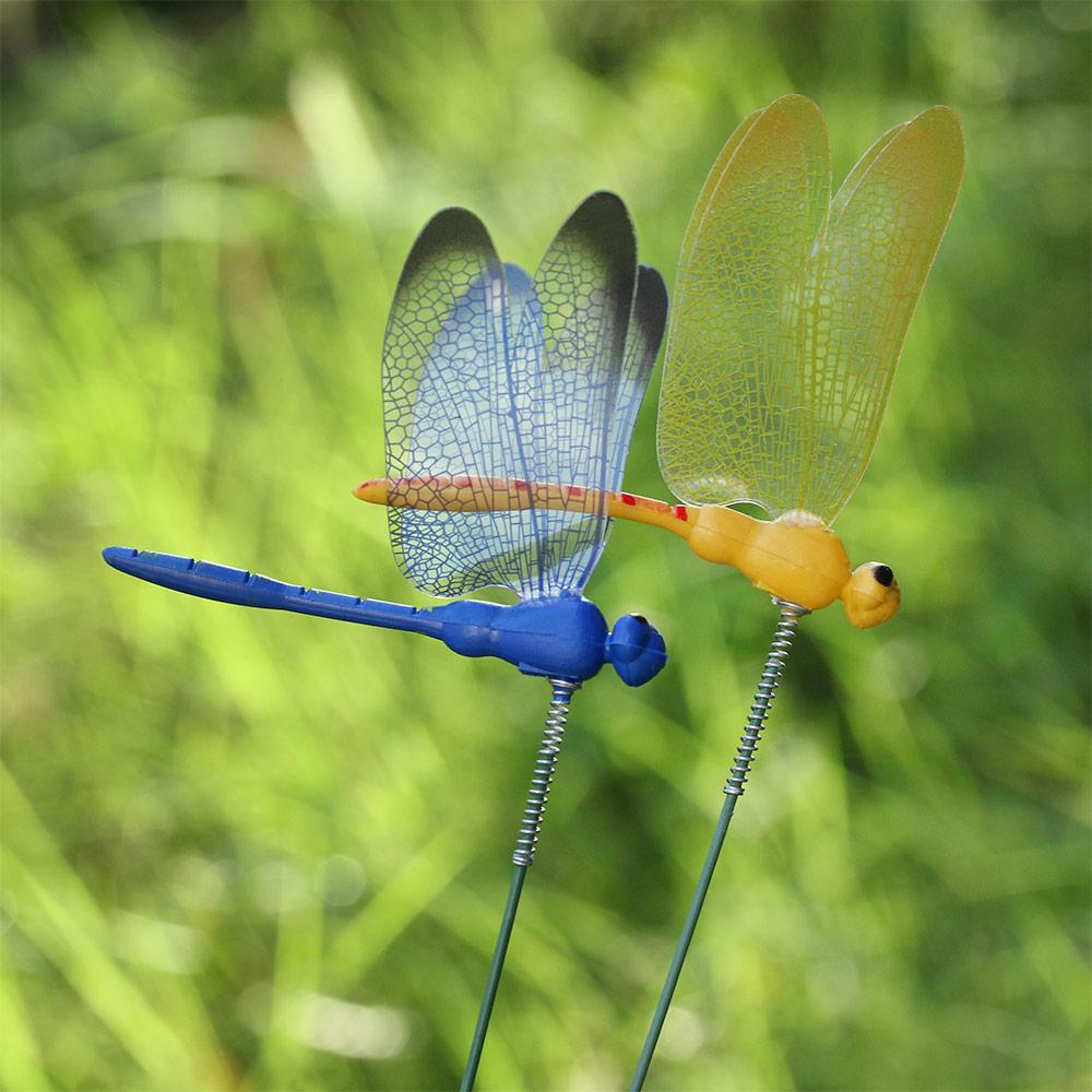 5/10 шт. Креативное украшение для двора и газона, имитация бабочки на тонкой палочке со стеблем, искусственная стрекоза