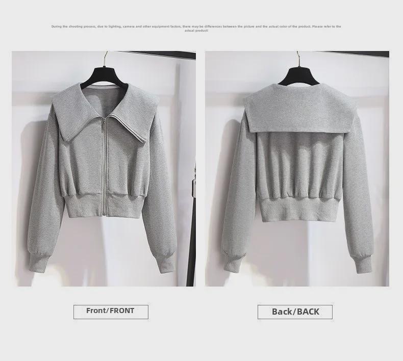 Женский комплект из двух предметов: Куртка с длинными рукавами и широкие брюки с высокой талией — идеальный вариант для повседневной моды на весну/осень