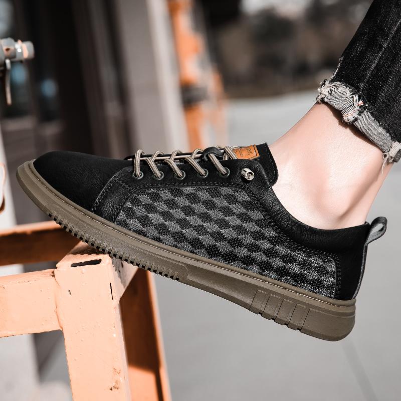 Высококачественные мужские летние новые двухслойные сетчатые дышащие кроссовки из коровьей кожи с модной шнуровкой на открытом воздухе с низким верхом для мужчин