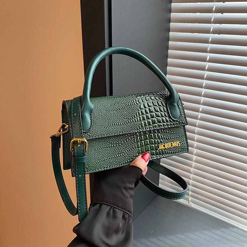 Новая фактурная крокодиловая кожа, переносная маленькая квадратная сумка, женская нишевая сумка через плечо, женская сумка через плечо